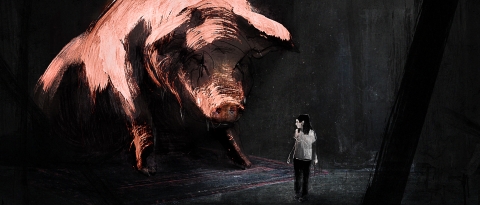 Film still from the short film Letter to A Pig